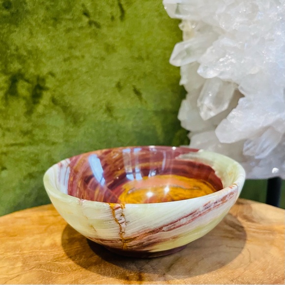 Banded green onyx dish 4” - Picture 2 of 7